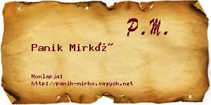 Panik Mirkó névjegykártya